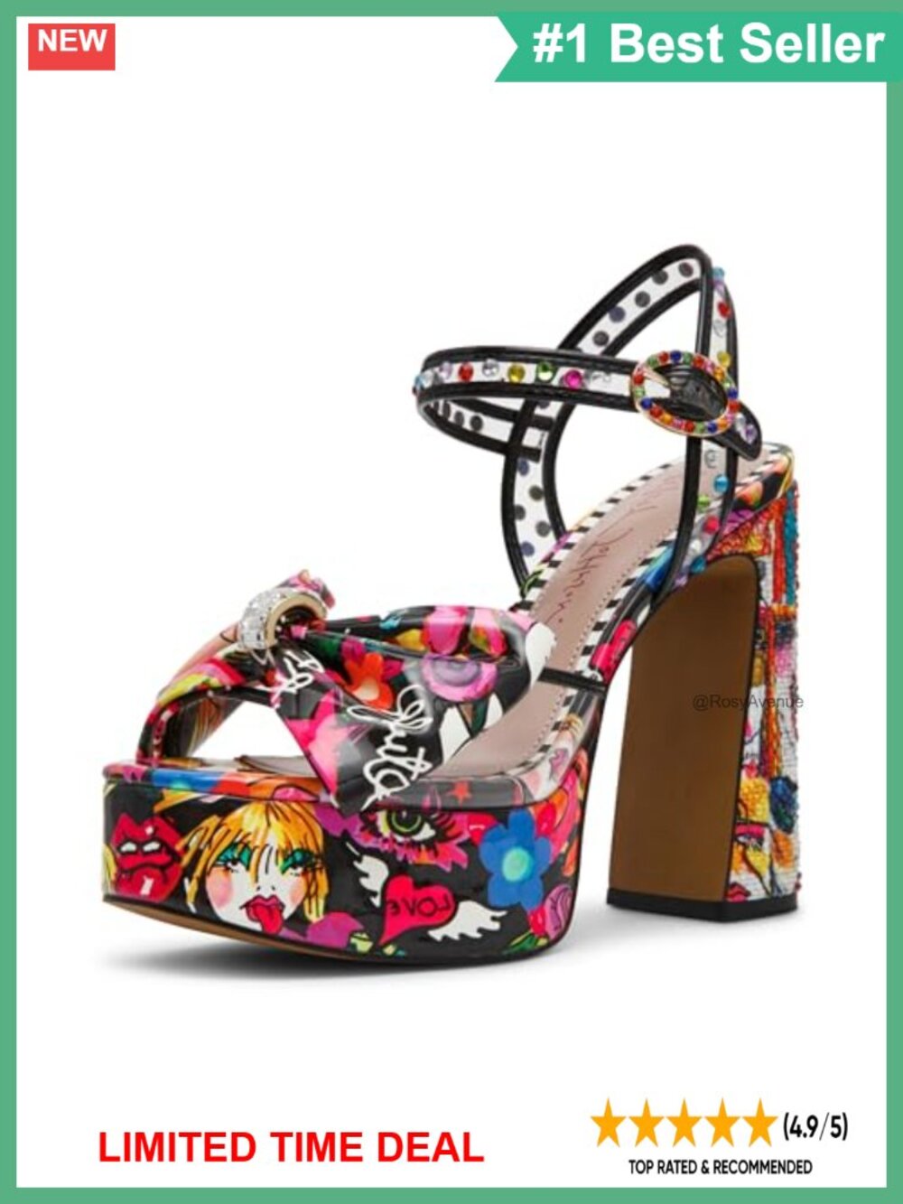 Platform Sandal with 5 Inch Heel and Ankle Strap
